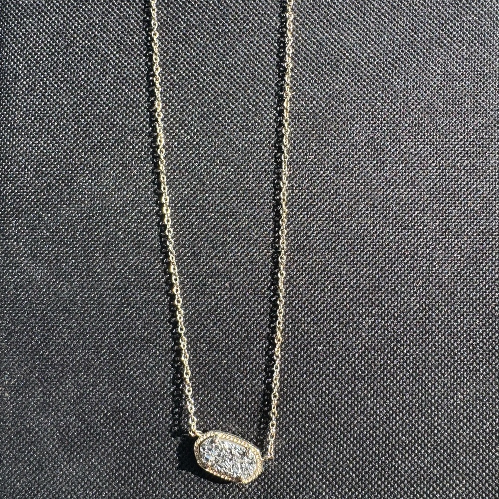 Kendra Scott gold Elisa necklace platinum drusy
